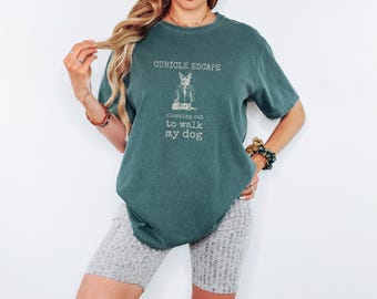 Cubicle Escape Shirt, Dog Graphic Tee, Funny Office Tee, Blue Jean Comfort Colors Tee