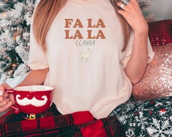 Fa La Llama Shirt, Funny Christmas Gift for Animal Lovers, Ivory Comfort Colors Tee