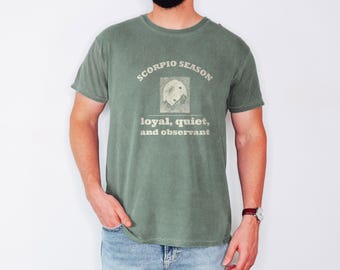 Scorpio Season Shirt, Stars Graphic Tee, Astrology Gift, Moss Comfort Colors Tee