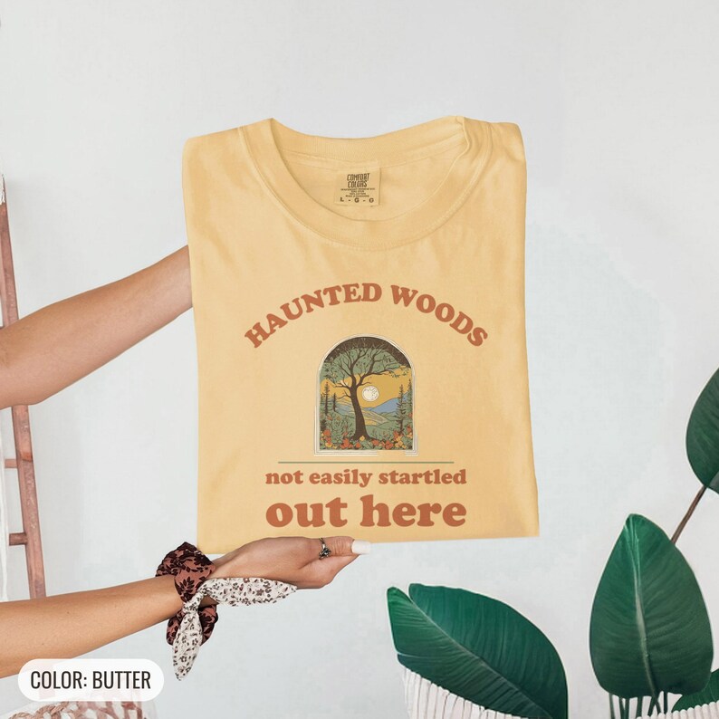 Spooky Halloween Fan Shirt - Haunted Woods Comfort Colors Tee Butter
