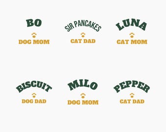 Cat Dad Shirt - Custom Pet Name Varsity Comfort Colors Tee