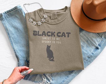 Cat Lover Halloween Shirt - Black Cat Comfort Colors Tee