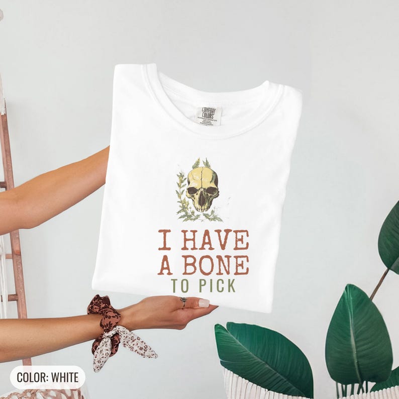 I Have A Bone To Pick Shirt, Skeleton Shirt for Book Lover, White Comfort Colors Tee image 12