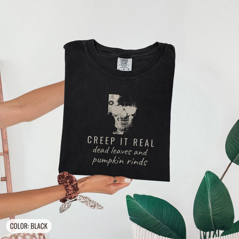 Creep It Real Shirt, Spooky Halloween Tee, Dark Academia Gift, Black Comfort Colors Tee image 10