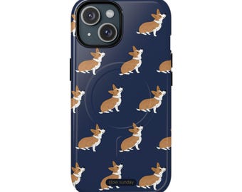 Corgi Pattern MagSafe Phone Case, MagSafe Tough Case for iPhone 17 16 15, Cute Phone Case Gift
