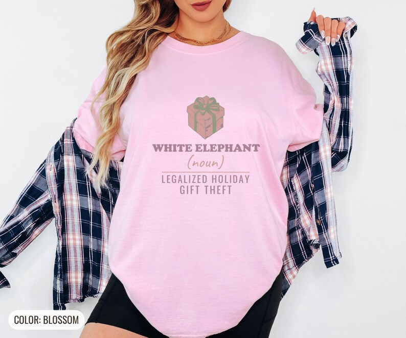 White Elephant Gift Theft Shirt, Funny Christmas Shirt, Ivory Comfort Colors Tee Blossom