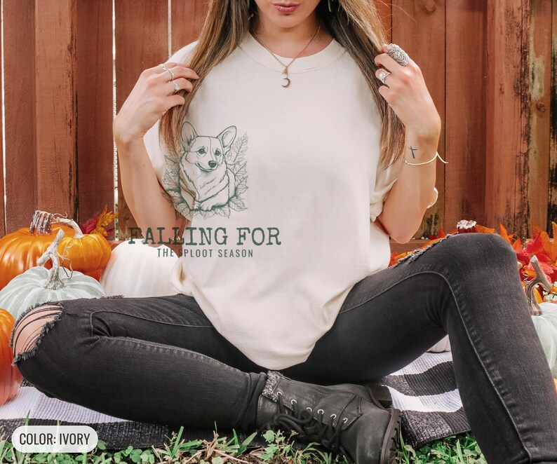 Corgi Fall Shirt - Falling for the Sploot Season Comfort Colors Tee image 2