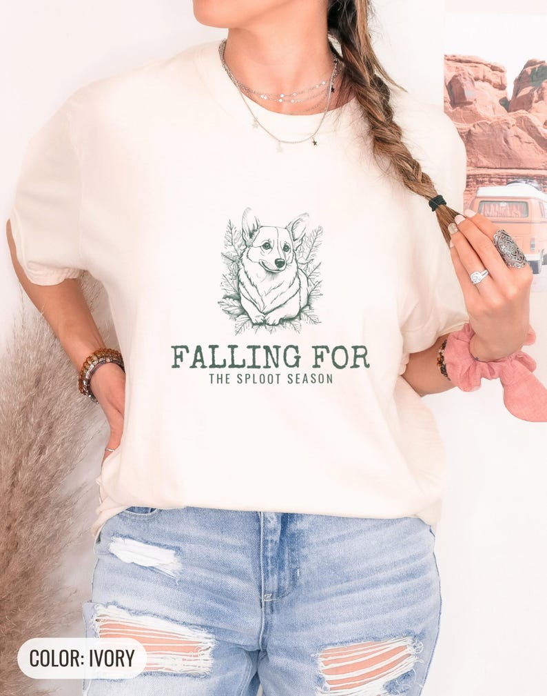 Corgi Fall Shirt - Falling for the Sploot Season Comfort Colors Tee image 4