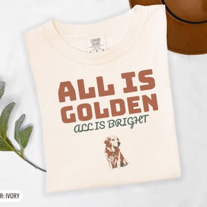 All is Golden All is Bright Shirt, Retriever Graphic Tee, Ivory Comfort Colors Tee image 12