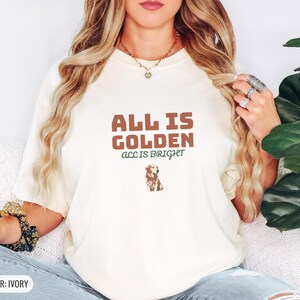 All is Golden All is Bright Shirt, Retriever Graphic Tee, Ivory Comfort Colors Tee image 6
