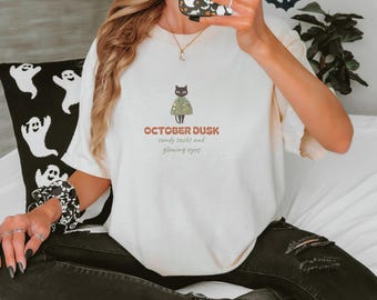 Cute Halloween Enthusiast Shirt - October Dusk Comfort Colors Tee