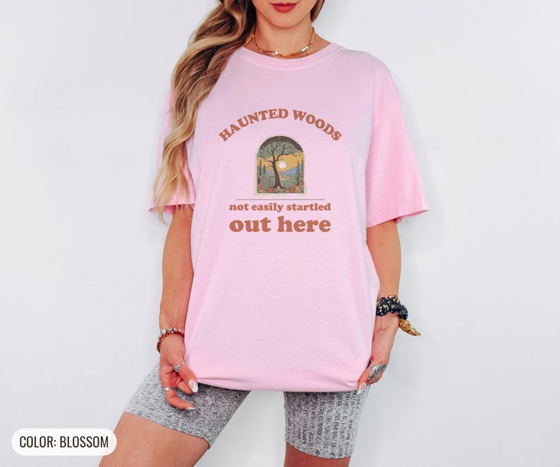 Spooky Halloween Fan Shirt - Haunted Woods Comfort Colors Tee Blossom
