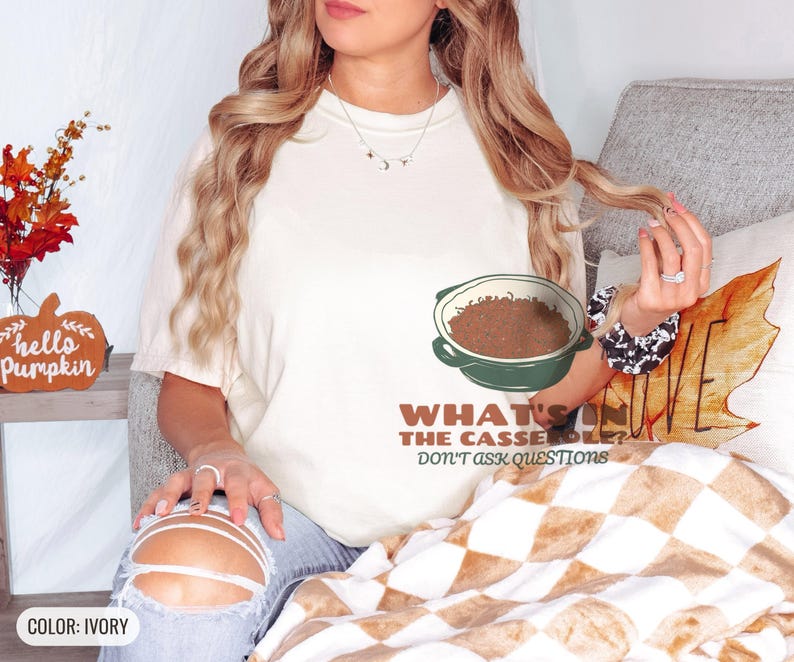 What's In The Casserole Shirt, Funny Holiday Gift, Ivory Comfort Colors Tee image 4