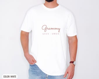 Grammy Shirt - Custom Grandkids Names Script Comfort Colors Tee
