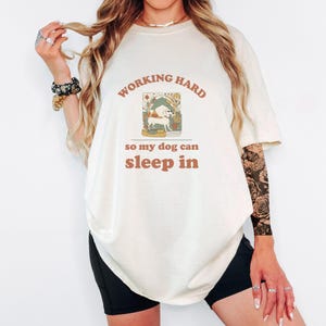Working Hard Shirt, Dachshund Graphic Tee, Funny Dog Owner Tee, Ivory Comfort Colors Tee image 2