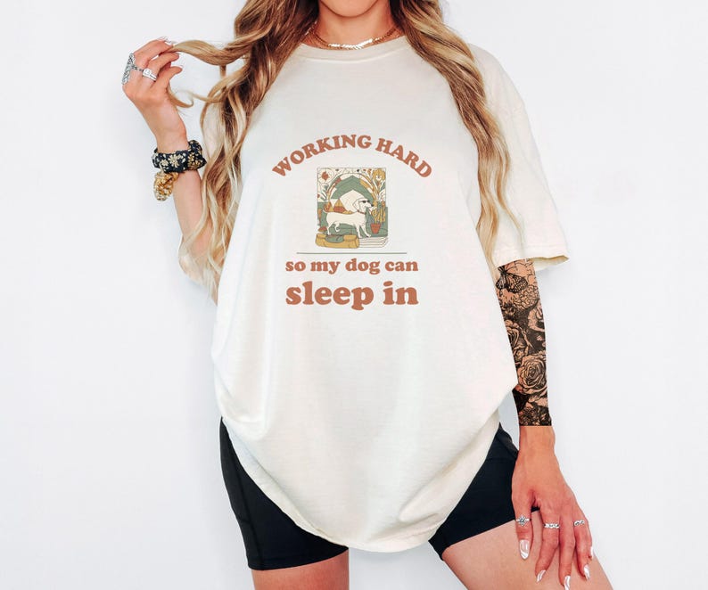 Working Hard Shirt, Dachshund Graphic Tee, Funny Dog Owner Tee, Ivory Comfort Colors Tee image 2