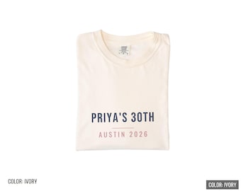 Birthday Trip Shirt - Custom Name Age Place Minimal Comfort Colors Tee