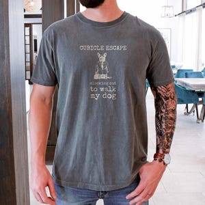 Cubicle Escape Shirt, Dog Graphic Tee, Funny Office Tee, Blue Jean Comfort Colors Tee Pepper