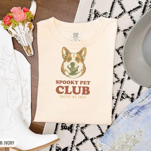 Spooky Pet Club United We Shed Shirt, Corgi Graphic Tee, Ivory Comfort Colors Tee image 8