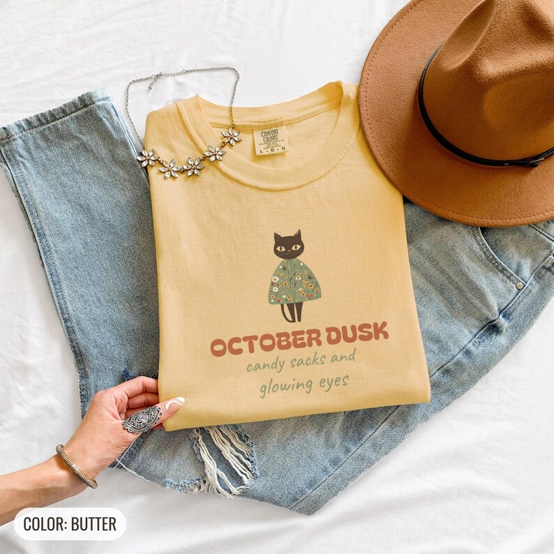 Cute Halloween Shirt - October Dusk - Comfort Colors Tee Butter