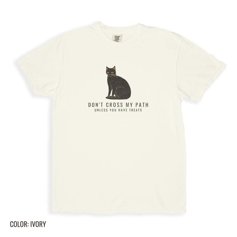 Black Cat Halloween Shirt - Don't Cross My Path Comfort Colors Tee image 8