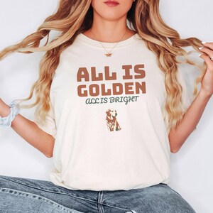 All is Golden All is Bright Shirt, Retriever Graphic Tee, Ivory Comfort Colors Tee image 4