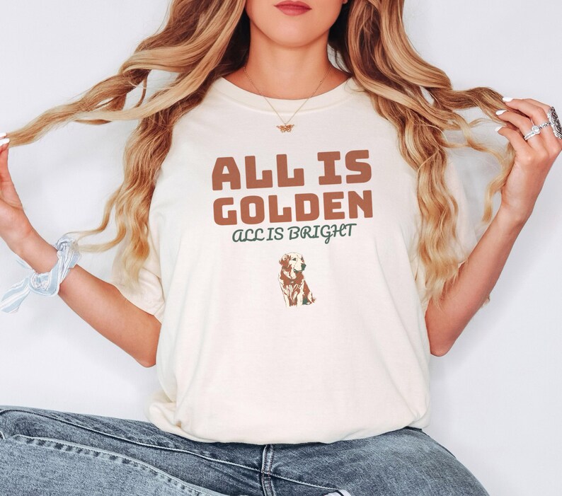 All is Golden All is Bright Shirt, Retriever Graphic Tee, Ivory Comfort Colors Tee image 4