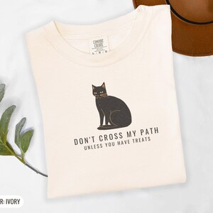 Black Cat Halloween Shirt - Don't Cross My Path Comfort Colors Tee image 9