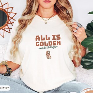 All is Golden All is Bright Shirt, Retriever Graphic Tee, Ivory Comfort Colors Tee image 5