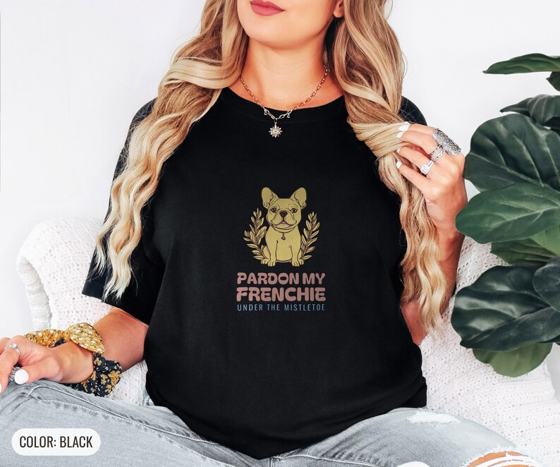 French Bulldog Owner Christmas Shirt - Pardon My Frenchie Tee Black