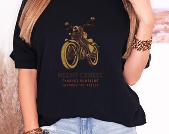 Night Cruise Exhaust Rumbling Shirt Biker Comfort Colors Unisex Tee