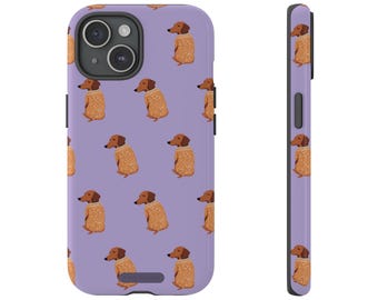 Dachshund Sweater Pattern Phone Case, Tough Case for iPhone 17 Galaxy S26 Pixel 9, Cute Phone Case Gift