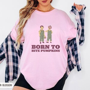 Born to Bite Pumpkins Shirt, Toddler Halloween Gift, Butter Comfort Colors Tee Blossom