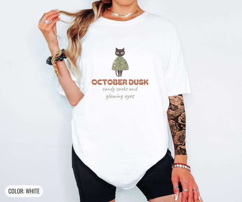 Cute Halloween Shirt - October Dusk - Comfort Colors Tee White