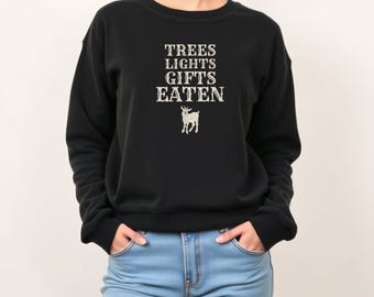 Goat Lover Christmas Sweatshirt - Trees Lights Gifts Eaten Crewneck