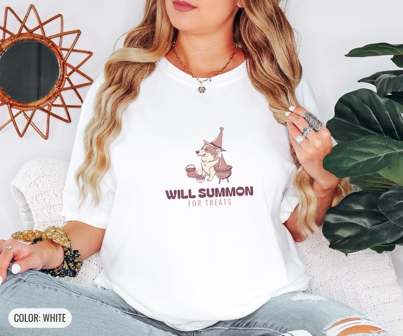Corgi Owner Halloween Shirt - Will Summon Comfort Colors Tee White