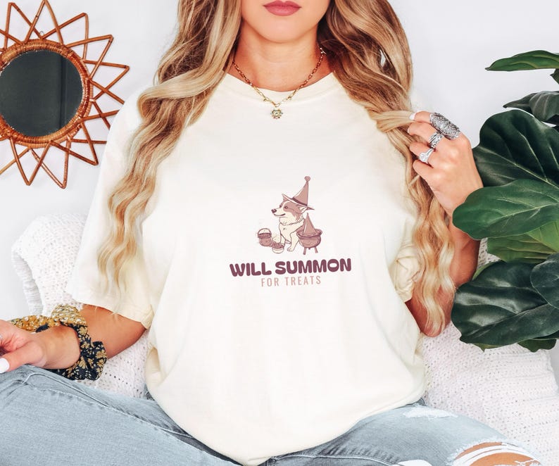 Corgi Owner Halloween Shirt - Will Summon Comfort Colors Tee image 5