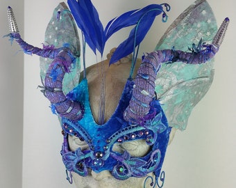 Blue Costume Mask,Purple Masquerade Mask, Labyrinth of Jareth,Halloween Mask,Mardi Gras Mask,Cosplay Mask,Mask for Party, Mask Masquerade