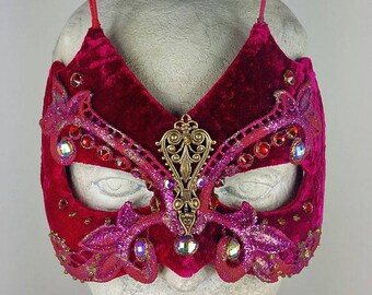 Red Masquerade Mask,Fuchsia Costume Mask,Cosplay Mask, Masquerade Mask, Halloween Mask,Mardi Gras Mask, Fantasy Masquerade, Party Masquerade