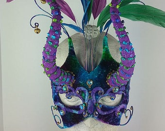 Horn Costume Mask, Purple Masquerade Mask, Masquerade, Costume Ball Mask,Party Fantasy Mask, Halloween Masquerade,Mardi Gras Costume Mask