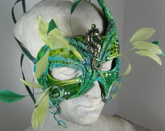 Green Masquerade Mask Seahorse//Masquerade Ball Mask//Masquerade Mask Green//Mask Masquerade//Halloween Masquerade Mask//Mardi Gras Mask