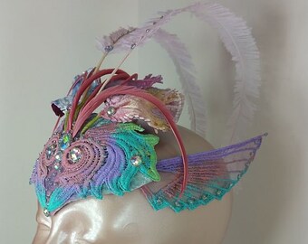 Pastel Fascinator//Pink Fascinator//Wing Fascinator//Fascinator//Fascinator Hat//Mini Hat//Derby Fascinator//Wedding Fascinator//Bridal Hat