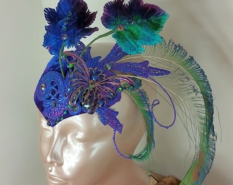 Blue Fascinator Hat,Butterfly Feather, Mini Hat, Fascinator Hat,Wedding Fascinator, Derby Hat, Tea Party Hat, Party Hat,Bridal Fascinator