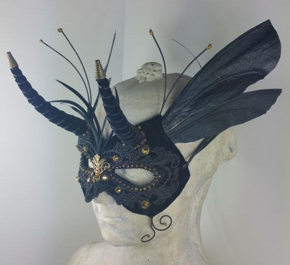 Black Winged Masquerade Mask Masquerade Mask Etsy
