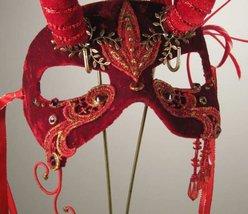 Masquerade Ball Mask Red// Demoness Masquerade Etsy