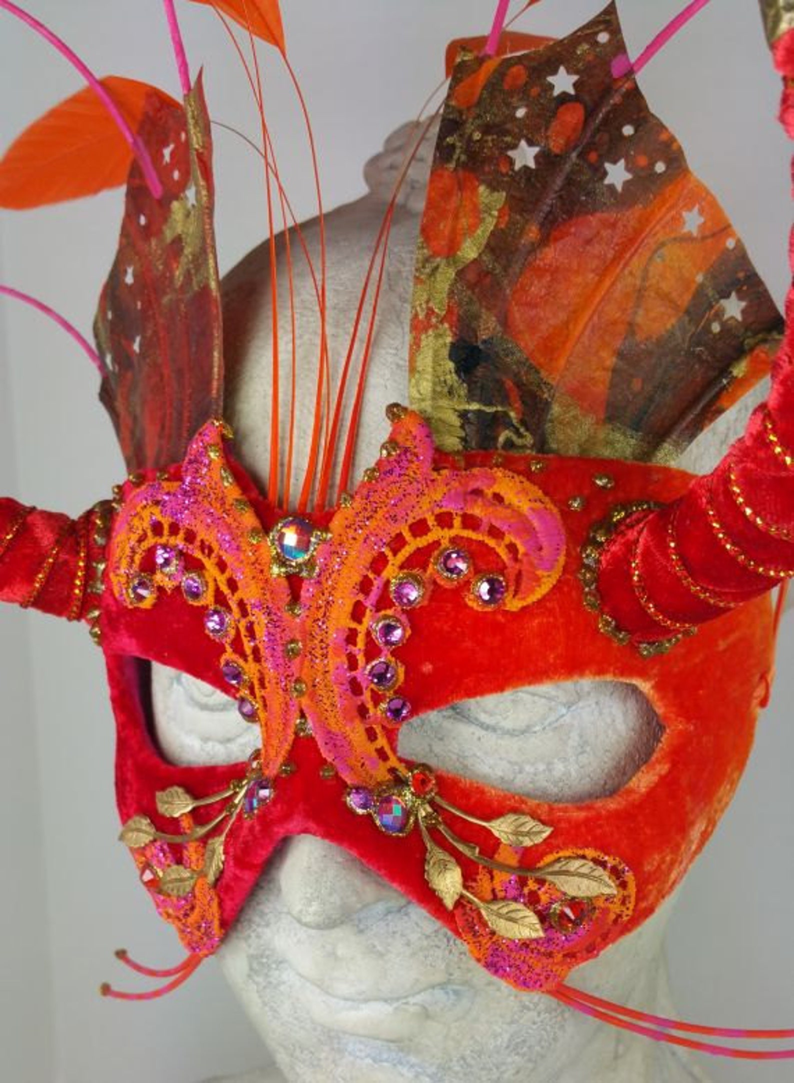 Orange Masquerade Mask//masquerade Mask Orange//mask | Etsy