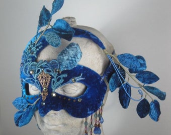 Blue Leaf Masquerade Mask//Masquerade Ball Mask//Mask Masquerade//Halloween Masquerade Mask//Blue Masquerade Mask//Mardi Gras Masquerade