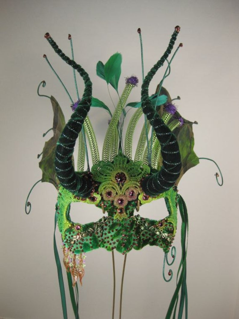 Masquerade Mask Green Horned//Masquerade Ball Mask//Mask Etsy