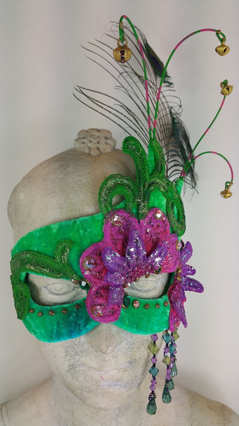 New Sequin Feather Detail Masquerade Face Mask Black Red Pink Turquoise Purple