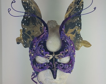 Fairy Wing Masquerade Mask,Purple Costume Mask, Purple Party Mask,Mask for Halloween,Mardi Gras Mask,Dragonfly Mask,Masquerade Ball